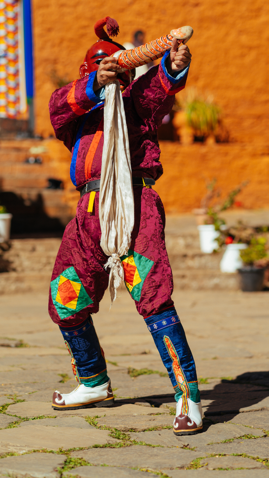 Traditional mask dance performance at Bhutan festival