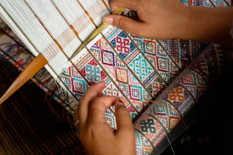 Traditional Khoma village textile weaving in Bhutan