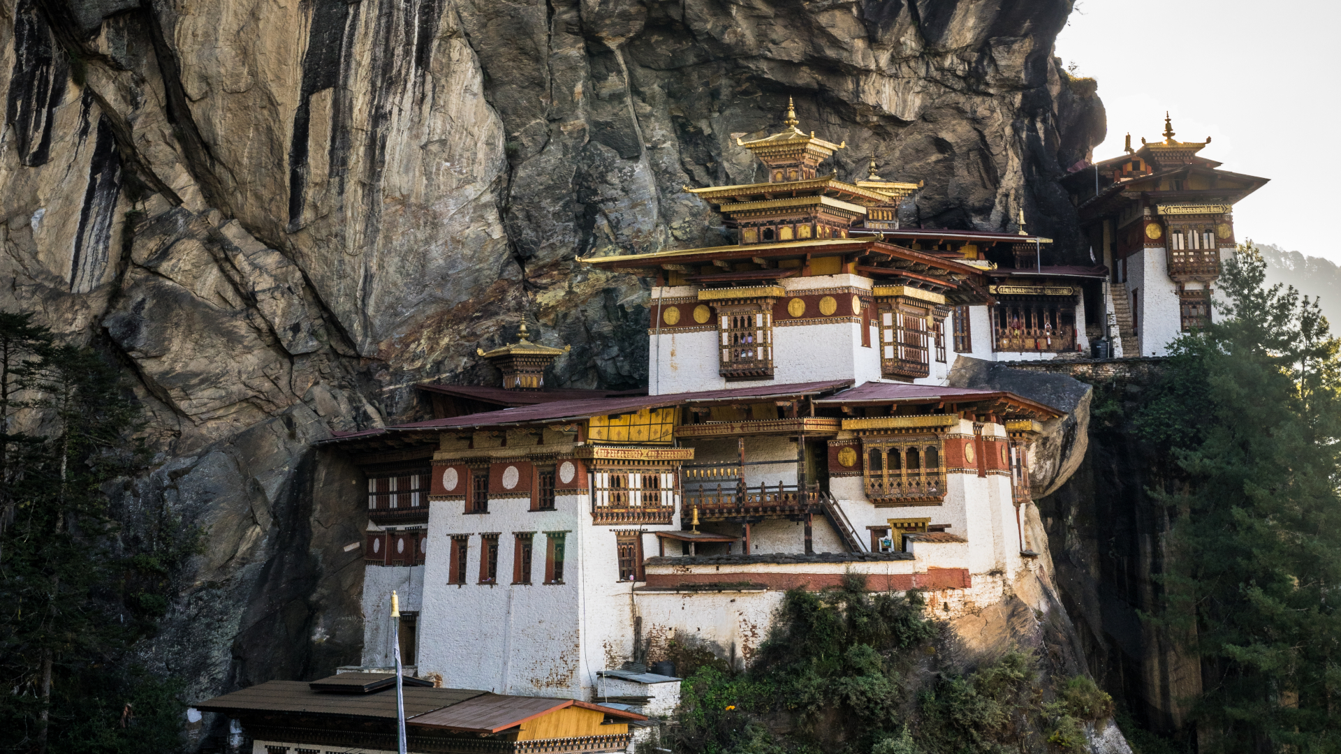 Tiger's Nest Monastery perched on cliff in Paro Bhutan